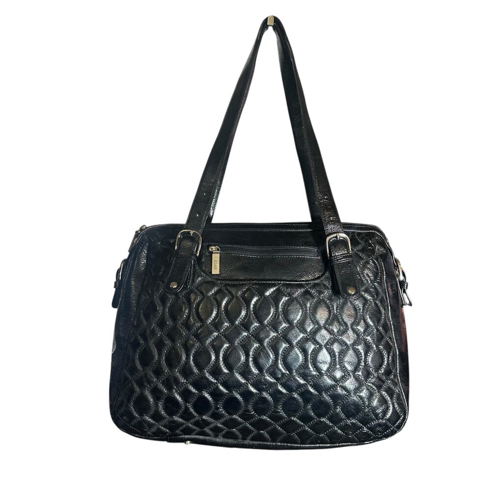 Vintage Hobo international black patent leather quilted bag unique rare style